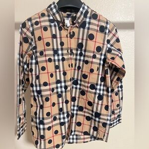 Burberry Polka Dot Nova Plaid Button Down Shirt